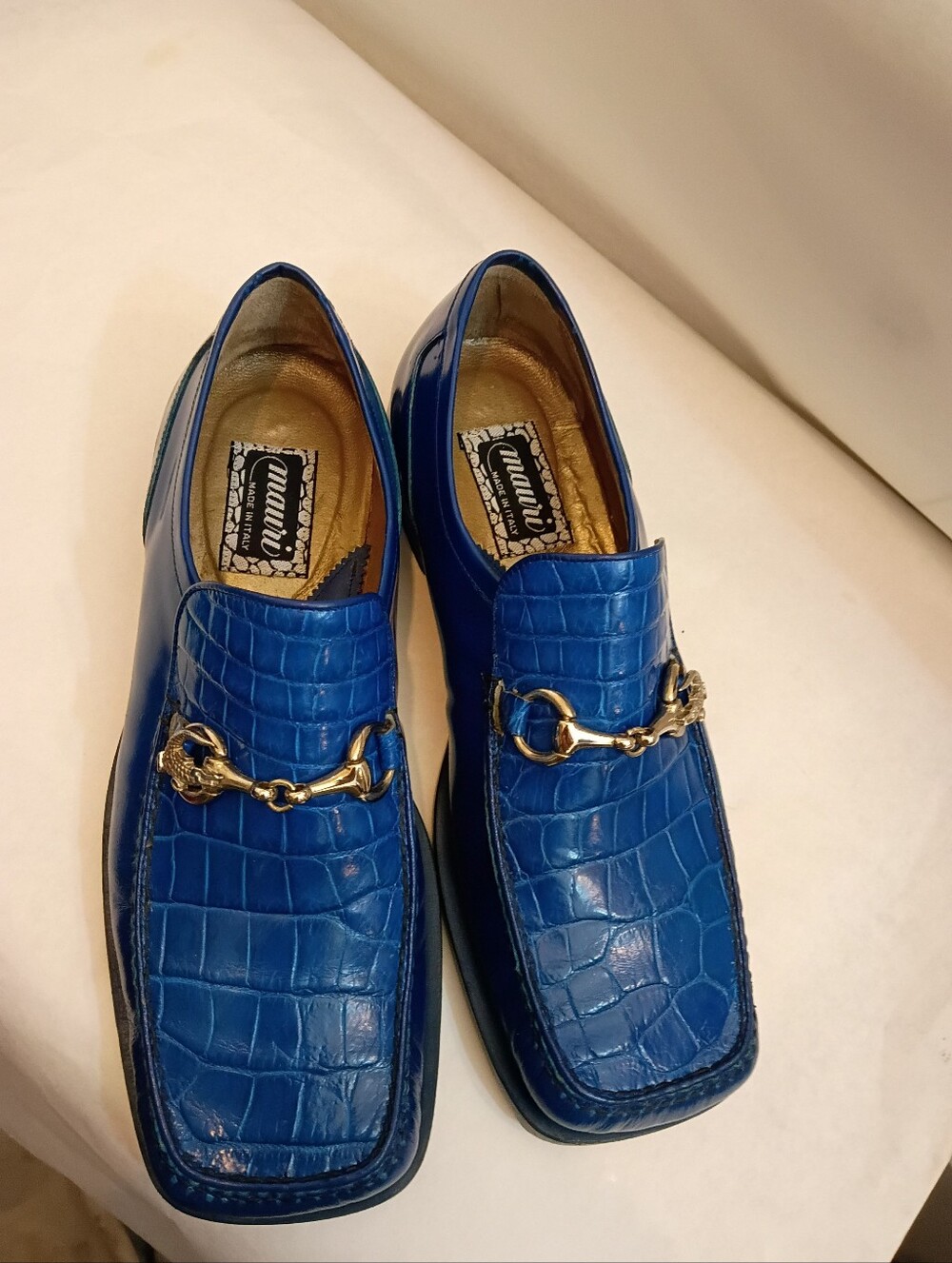 MAURI Luxury Made In ITALY Genuine Alligator Blue Loafer's  $ 2600